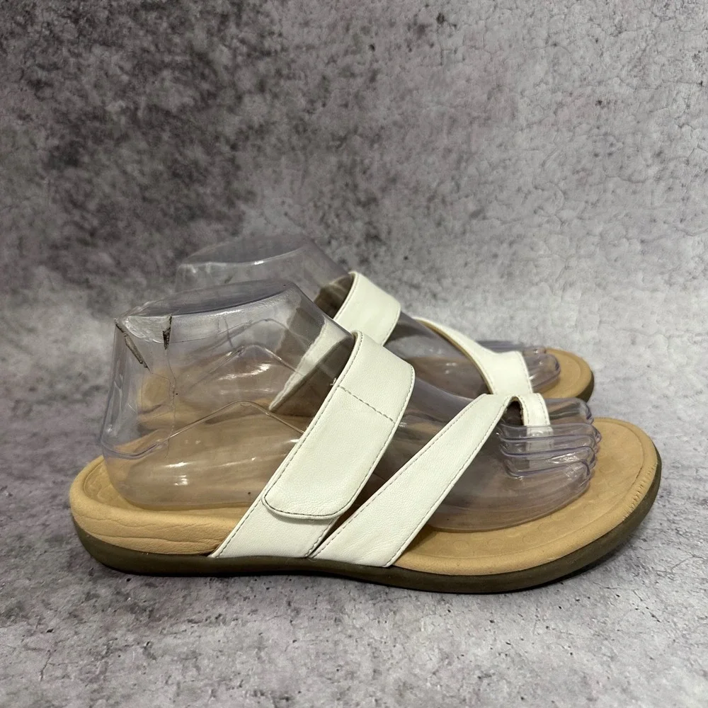 Vionic Rest Morgan Sandals Womens 7 White Toe Loop Orthotic Comfort Strappy